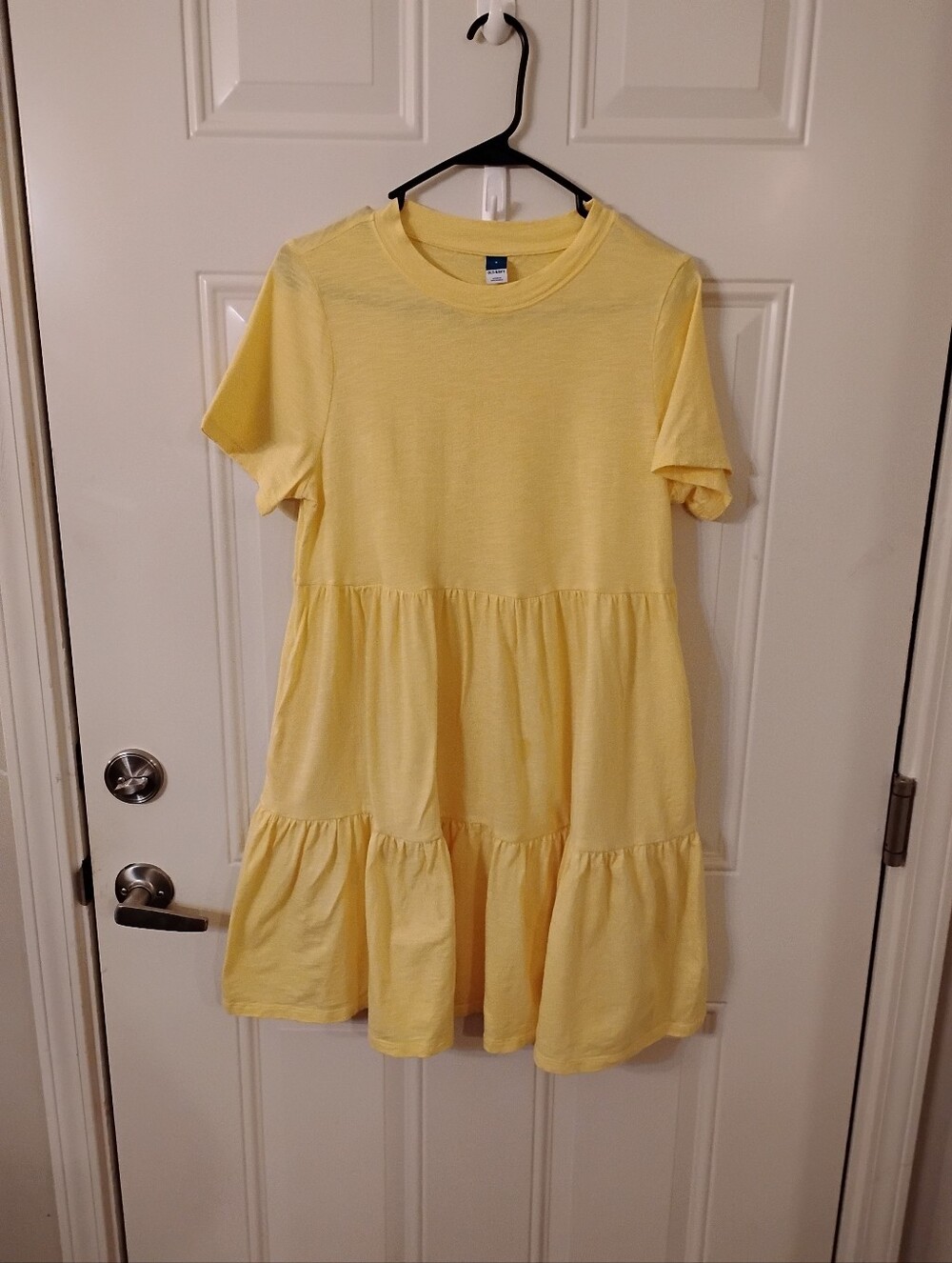 Old Navy Yellow Short-Sleeve Tiered Mini Dress